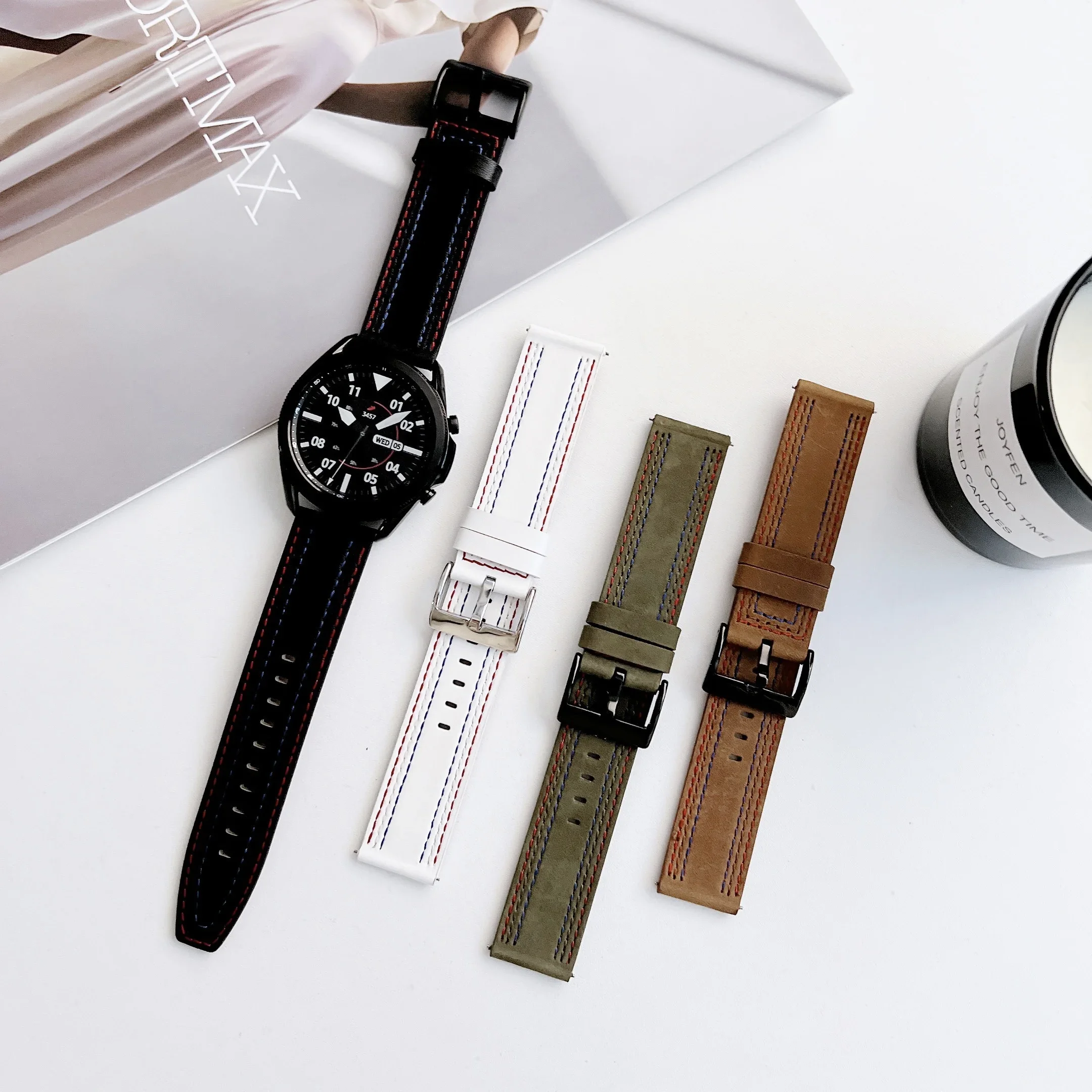 22mm 20mm Leather strap For Samsung Galaxy Watch 6/5/4 Gear S3 Huawei Watch 4-3/Pro sport bracelet wristband Amazfit GTR4 Correa
