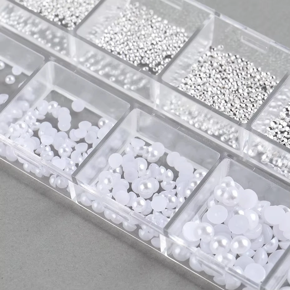 Nail Art Rhinestones White Pearls Half Round Bead Mixed Size Half Round Flatback Pearls For DIY Decoration Nail Bead Stones nail art rhinestones