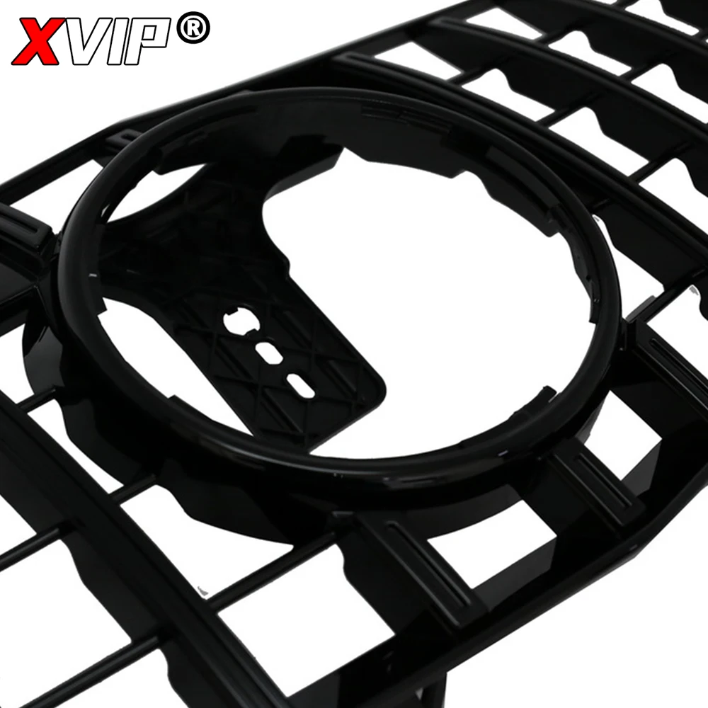 XVIP 글로시 블랙 GTR 스타일 범퍼 그릴 실버 어퍼 그릴 (메르세데스 벤츠 E-클래스 W212 10-13 E200 E250 E300 E350 E500 E550 용)
