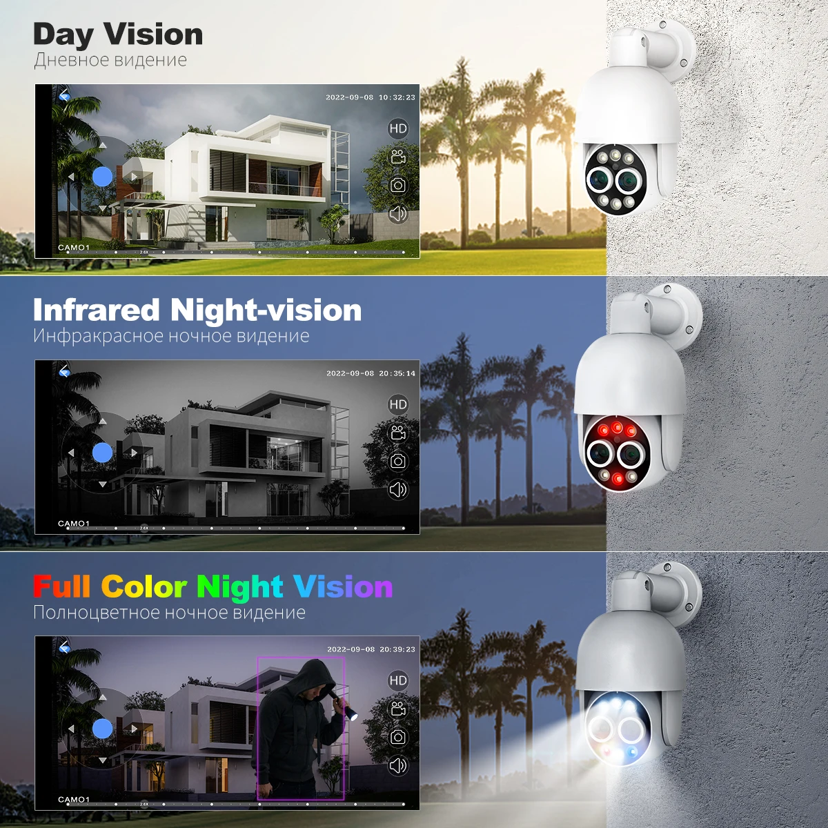 Techage 8MP HD POE IP-камера с двумя объективами CCTV Видео Smart AI ...