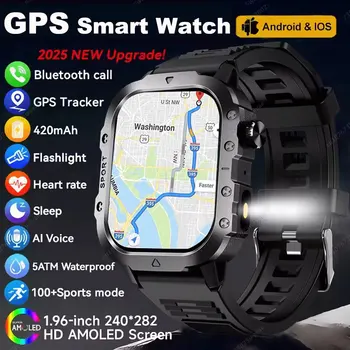 2025 New SmartWatch Men Militray Outdoor GPS Sport Watches Heart Rate Sleep Waterproof Smart Watch IOS Android 1