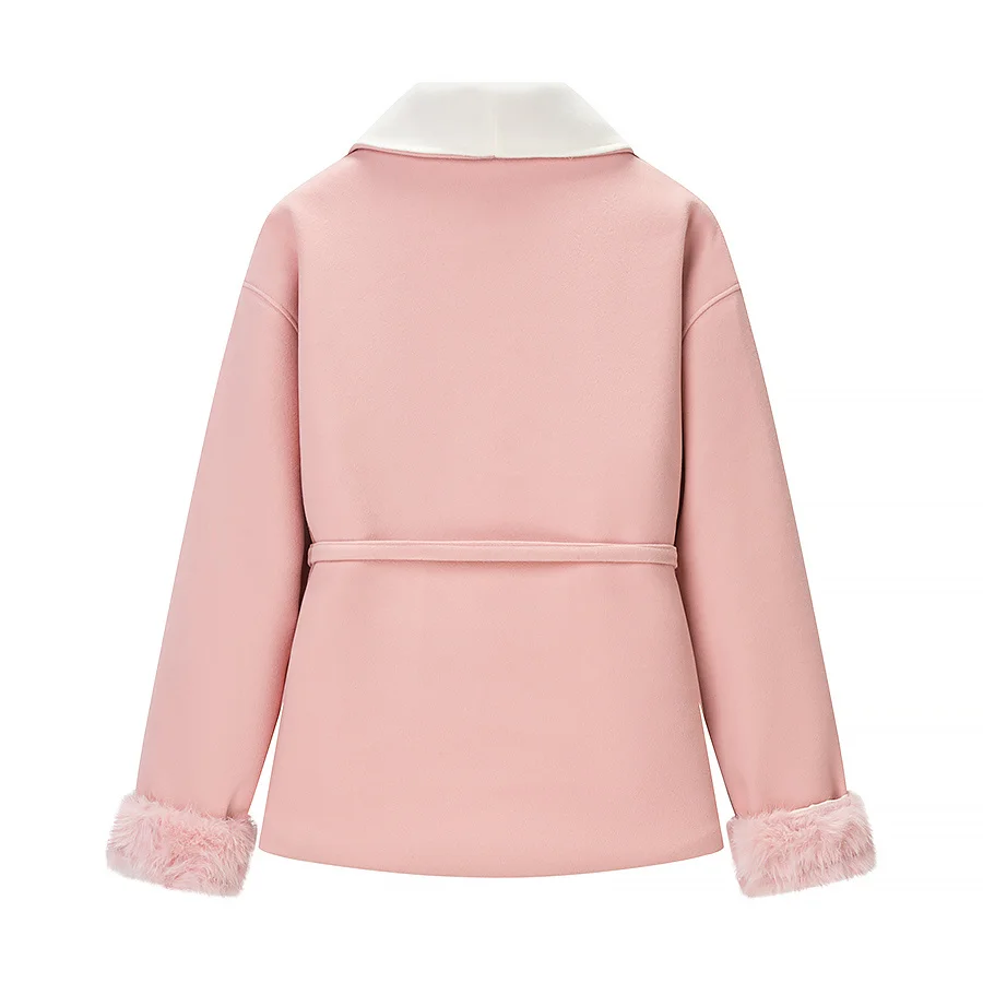 HH Damen Frühlingsmode Vielseitiger Mantel mit Revers, Schnürung und Langen Ärmeln im Süßen Stil, Locker Geschnitten, Bequem und Warm – Detail 6