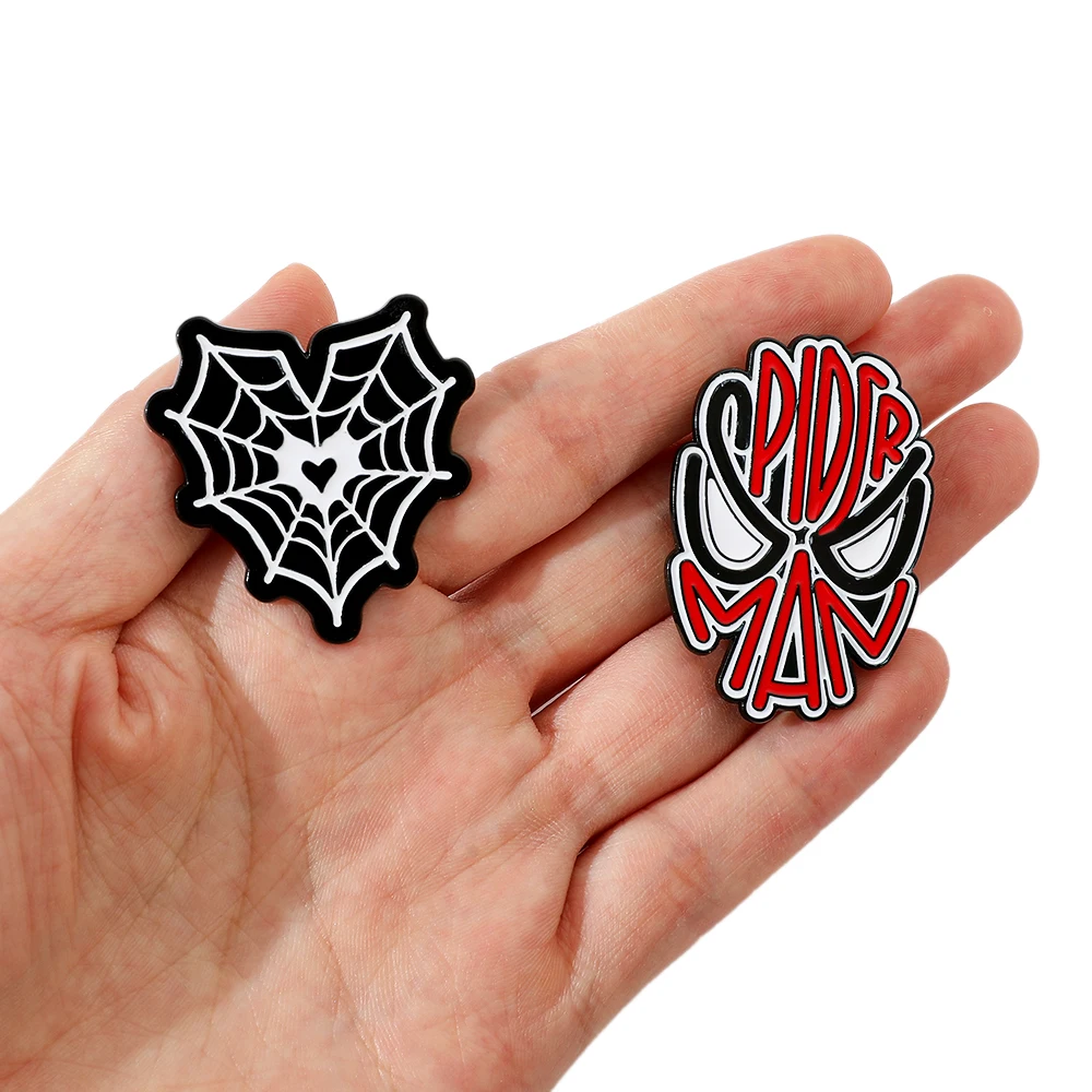 Anime Halloween Fantasy Brooch Enamel Pins 2 Pcs Spider Man Metal Badge Jewelry Backpack Clothing Accessories