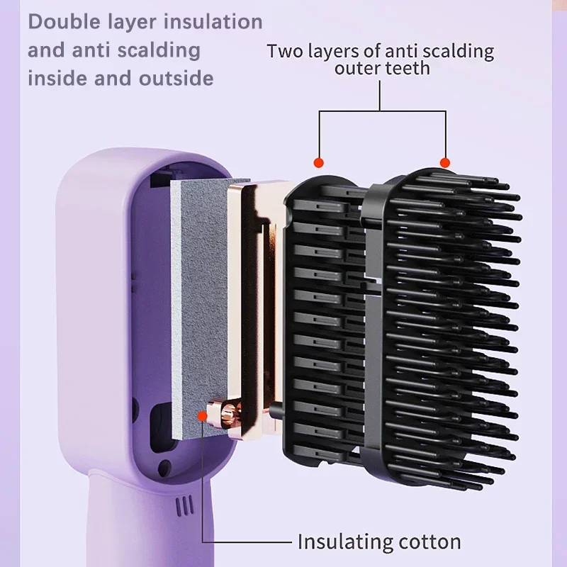 Wireless Hair Straightener Heating Negative Ion Straight Curling Hair Comb Rechargeable Anti-scalding Electric Care Brush hair straightener hair straightener brush hair straightener comb