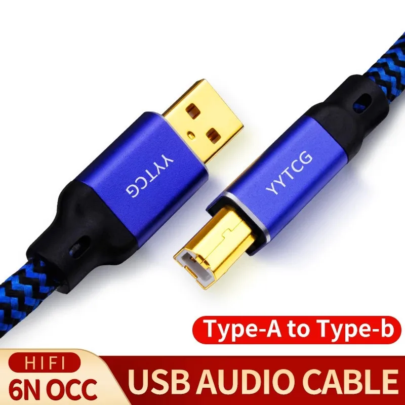 Hifi DAC USB Cable Type A to B Data Audio Cables 6N OCC Speaker Wire For Decoder Sound Card Mixer 0.5M 1M 3M 5M