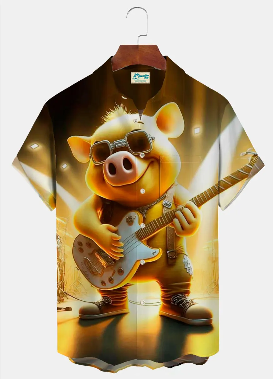 Violin Harajuku Men's/Women's Shirt 3D Printed Short Sleeve Shirt Summer Hawaiian Beach Style Top Lapel Shirt 4