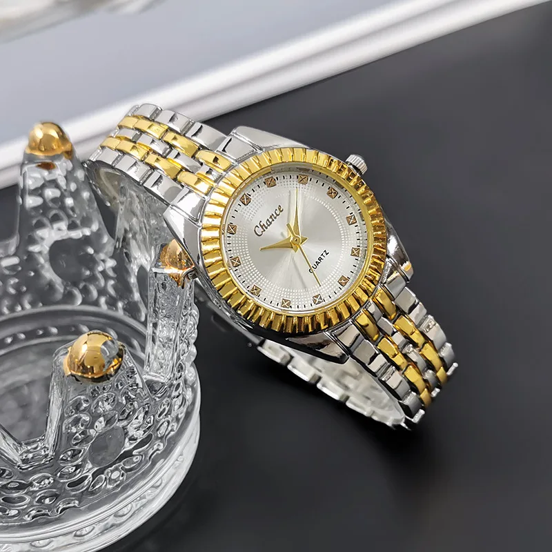 Men's and women's business watches, sun patterned quartz watches, alloy steel strips, couple watches