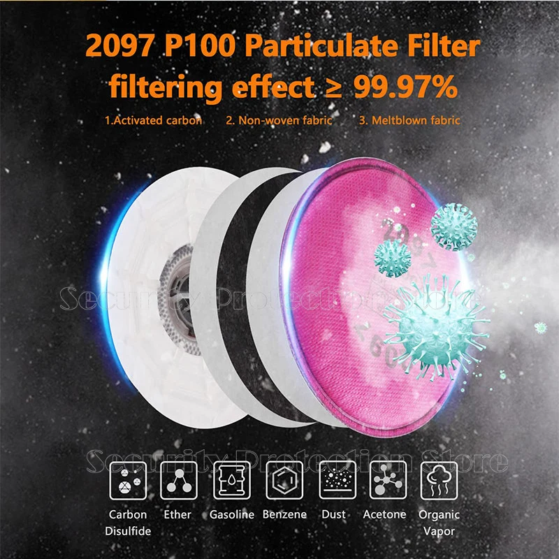 MITIOF-Pulvérisateur de Peinture Industriel 2091/2097, Filtre à Particules P100 pour Masque Anti-Poussière de Série 3m 6800 7502 6200