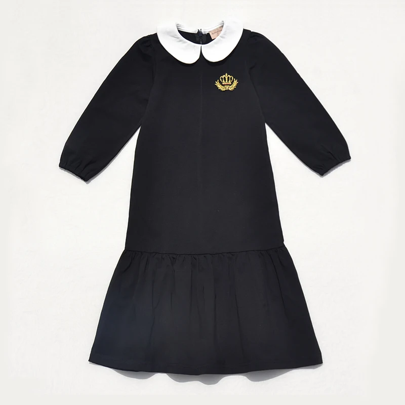 Children's White and Black Lounge Pajama Robe with Red Embroidered Crown