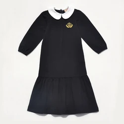 Children's White and Black Lounge Pajama Robe with Red Embroidered Crown - 18 (Crown black dress)