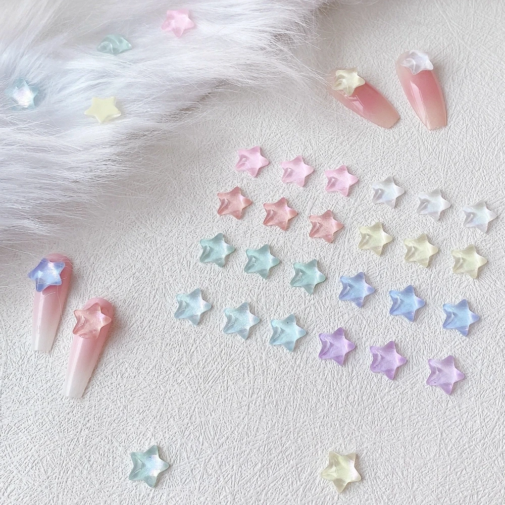 30PCS K9 Glass 3D Stars Nail Art Rhinestone Charms Mocha