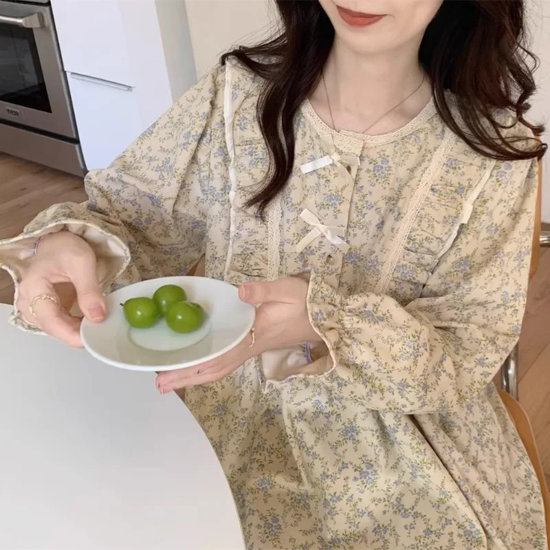 بيجامة نسائية مقاس كبير على طراز الحديقة ملابس منز...