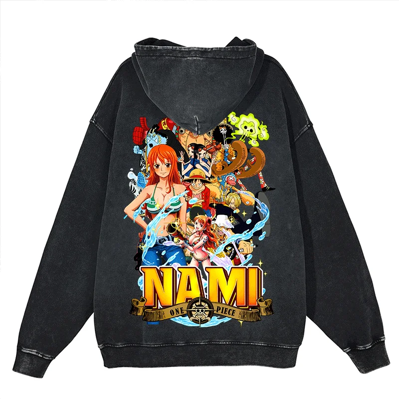 

Anime One Piece Graphic Hoodies Japanese styl y2k Harajuku Nami Print Pullover Men Women Cotton Vintage Oversized Sweatshirt