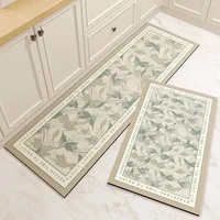 Carpet for Kitchen Floor Mat Pvc Leather Waterproof Non-slip Long Rug Oil-proof Foot Mats Pink Flower Home Decoration Rugs 2