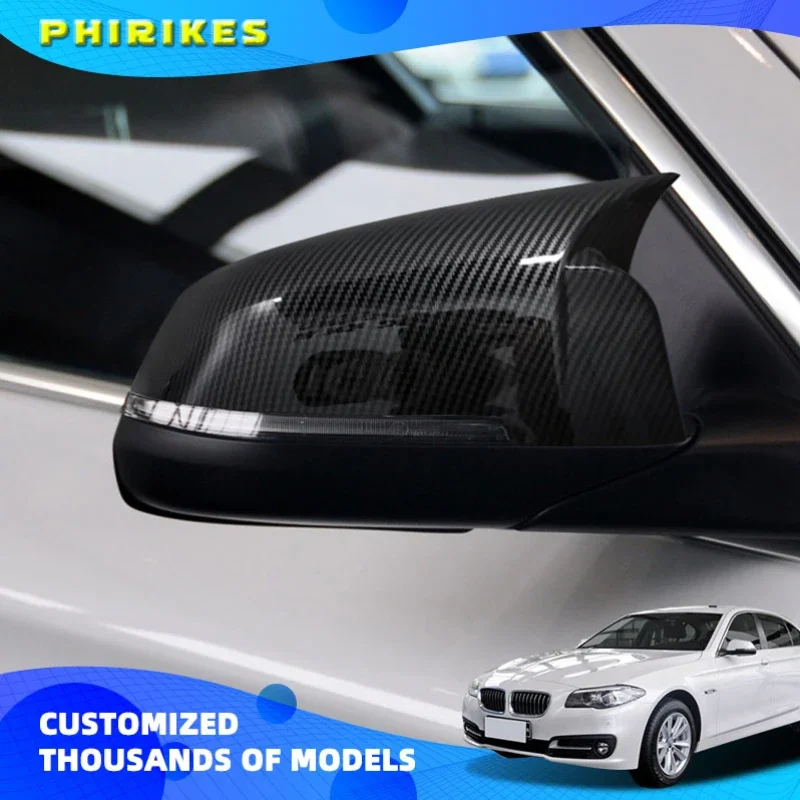 

For BMW 5 6 7 Series Black mirror cover F10 F11 F18 F07 F12 F13 F06 F01 F02 LCL Carbon fiber pattern mirror cover