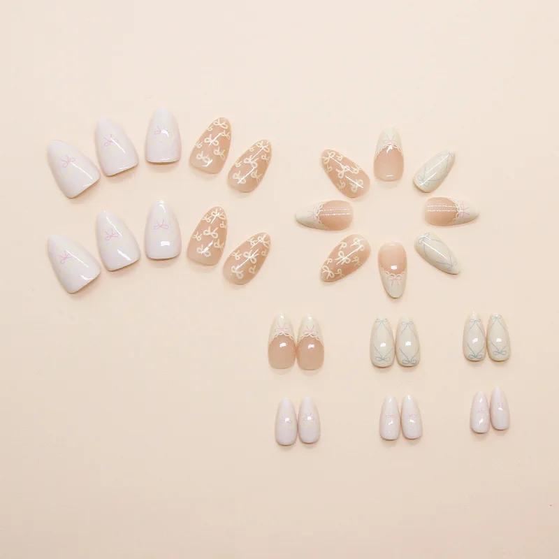 24pcs Simple Press on Nails Love Lace Bow Medium Long Woman False Nails for Women Almond Nails To Stick on Aesthetic Nail Tips 11 S4b3d1d46c2c242d697824951e68325cee