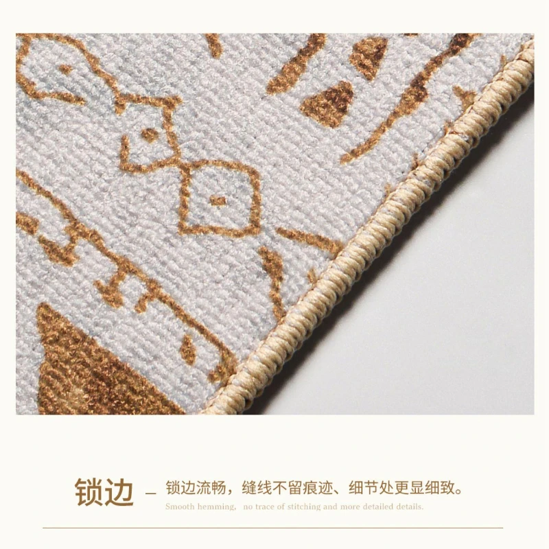American Retro Rugs for Bedroom Soft Non-slip Lounge Rug Large Area Washable Living Room Decoration Rectangular Plaid Floor Mat 6
