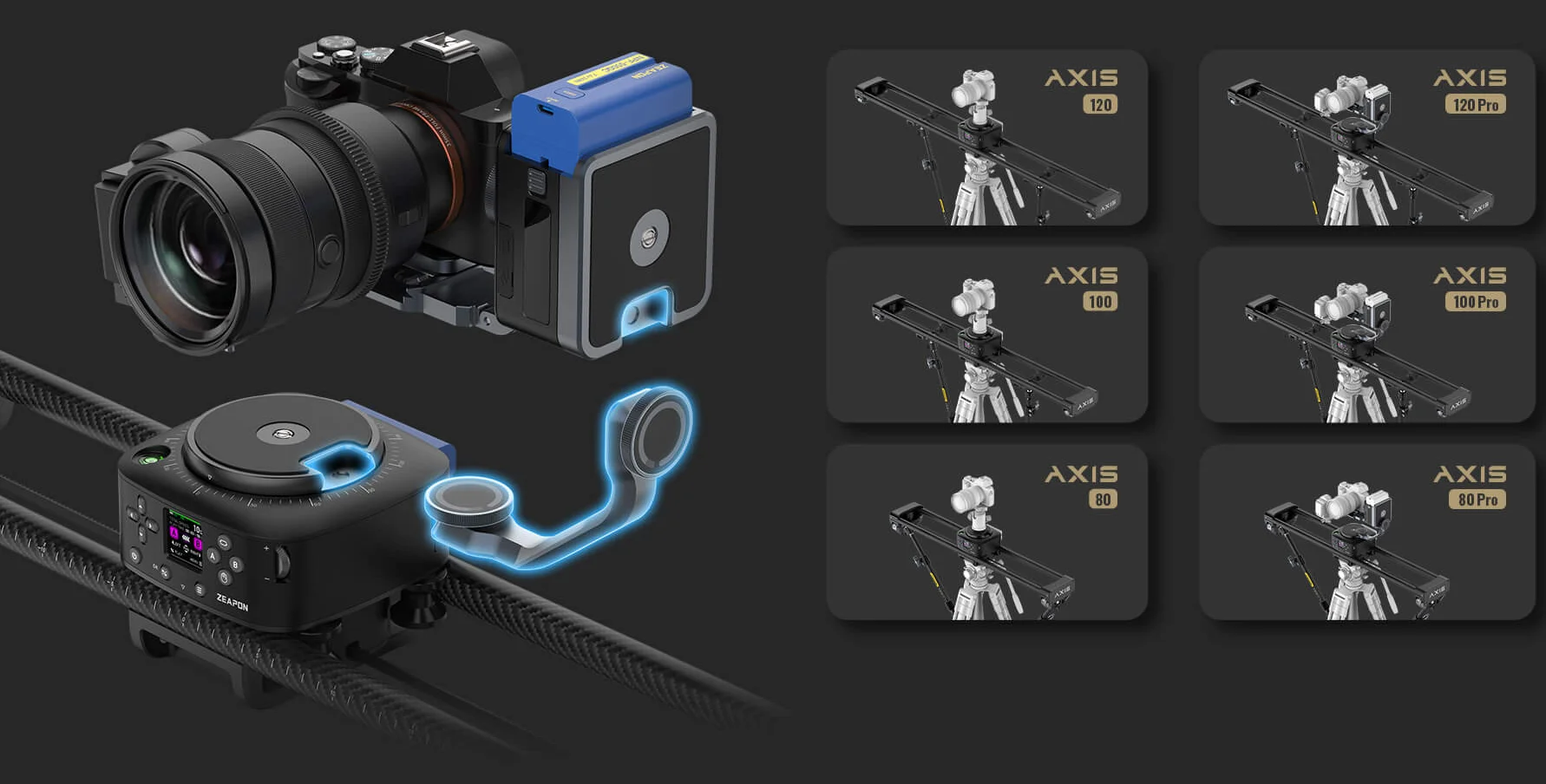 Zeapon AXIS 80Pro 100Pro 120Pro Multi-axis Motorized Slider Carbon Fiber Camera