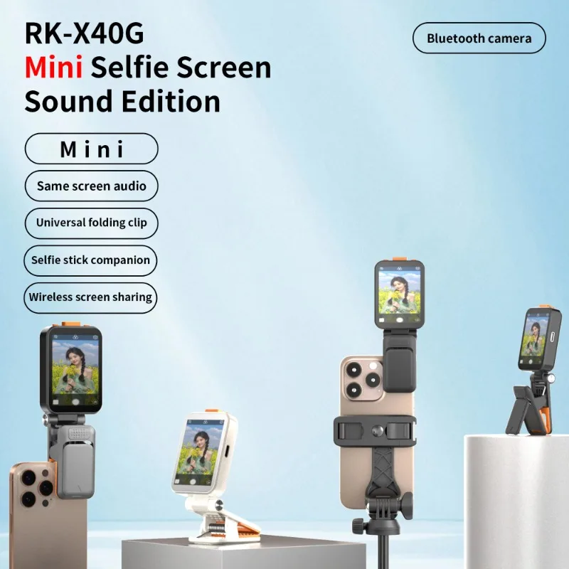 RK-X40G Monitor Screen w/ Vocal Cord Clip for Phone Rear Camera Wireless Magnetic Selfie Monitor Screen for iPhone Android - Image 6