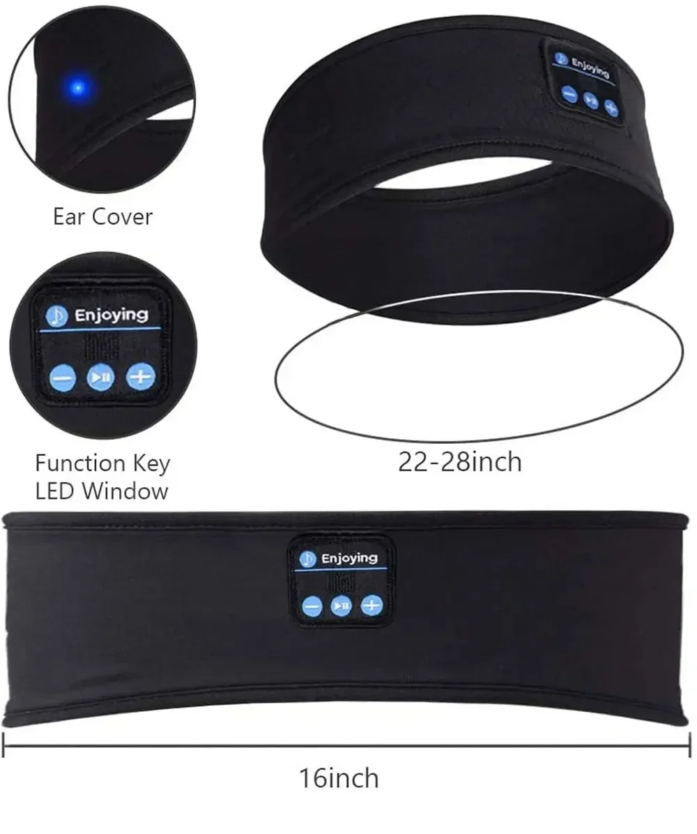 Sleep Eye Mask with Bluetooth 5.0 Headphones Soft Elastic Comfortable Headband ASMR Sleeping Band 10H Music