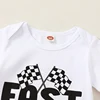 Baby Boy First Birthday Outfit Fast One Birthday Outfit Race Car 1st Birthday Outfit Plaid T Shirt Top Shorts Set 3