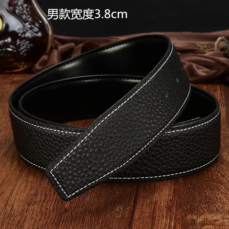 New Luxury Brand Belts Men Women High Quality Male Strap Genuine Waistband Men\'s No Buckle Belt 3.0cm 3.8cm Litchi Grain H Belt