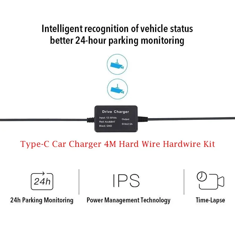 Hardwire Kit Type-C USB Car Charg for DDPAI Mini5 Z40 Z50 N3 Pro N1 Dual Car DVR Dash Cam Mirror Camera Charging Cable for DDPAI