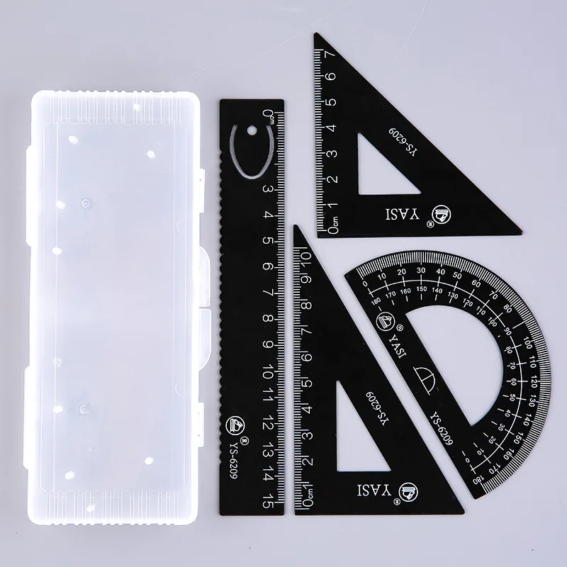 Ruler Metal Set Measuring Drawing 4 Piece Medium Small Cute Triangle Board Protractor Straightedge Set
