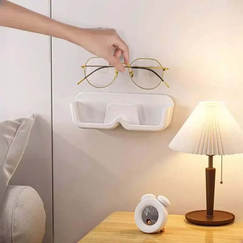 Glass Display Cabinet Wall Mounted Perforated Sunglasses Storage Rack Home Tidying