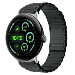 Magnetic Silicone Sport Band Wristband Replacement Bracelet for Pixel watch 4 3 45mm (Silver black)