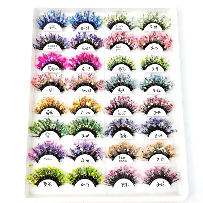 

Shiny False Eyelashes Extensiones De Colores Pestañas Beauty