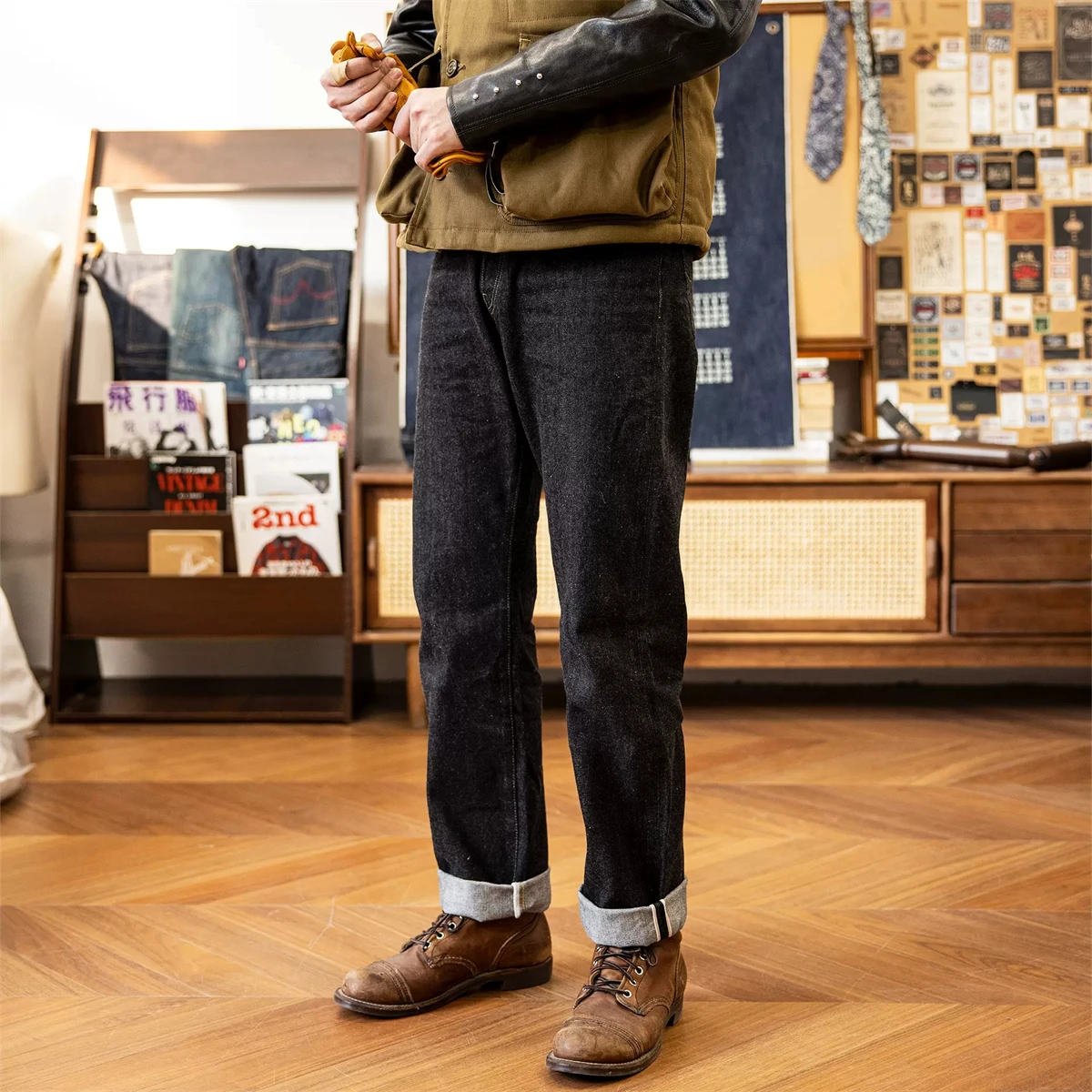 Red Tornado Lot 601B Black Jeans Straight Fit 14.5oz Selvedge