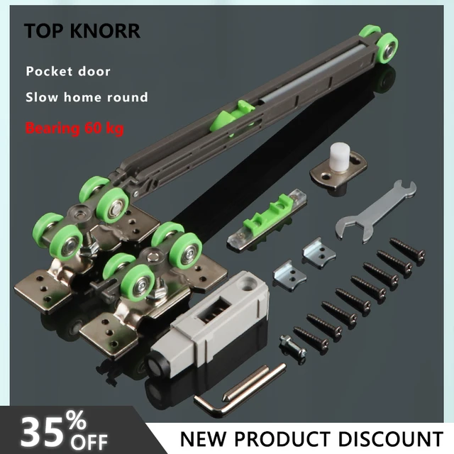 TOPKNORR เลื่อนประตู Crane Rail Pulley One-Way 2-Way บัฟเฟอร์ Damper เลื่อนประตูเงียบไม้ประตู Crane เลื่อนอุปกรณ์เสริม 1
