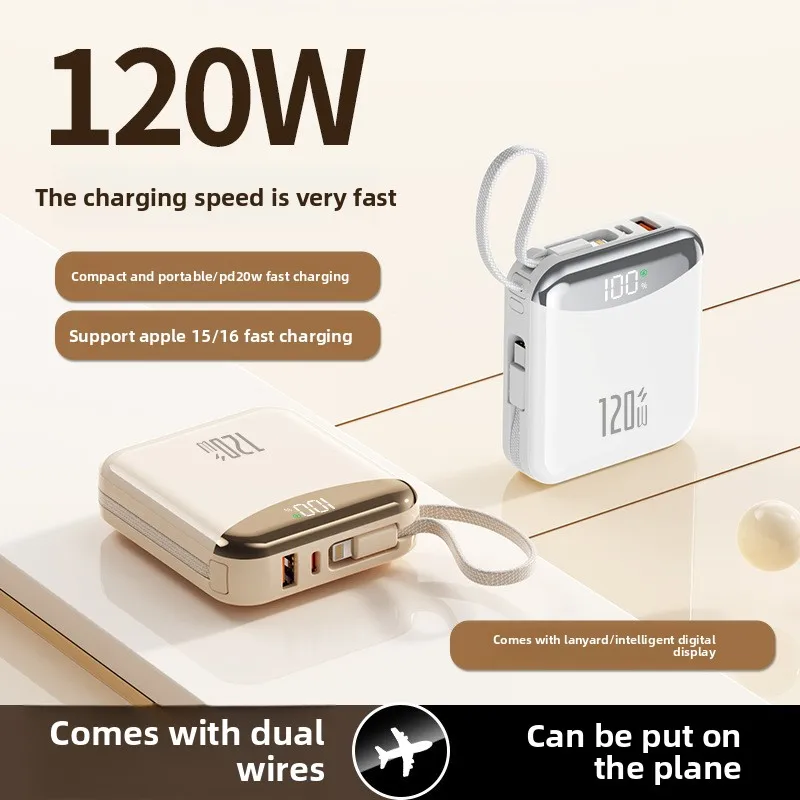 Power Bank portatile Batteria di ricambio a ricarica rapida da 120 W 20000 mAh 2 cavi integrati per IPhone 13 14 15 16 Samsung Huawei Xiaomi - Image 3
