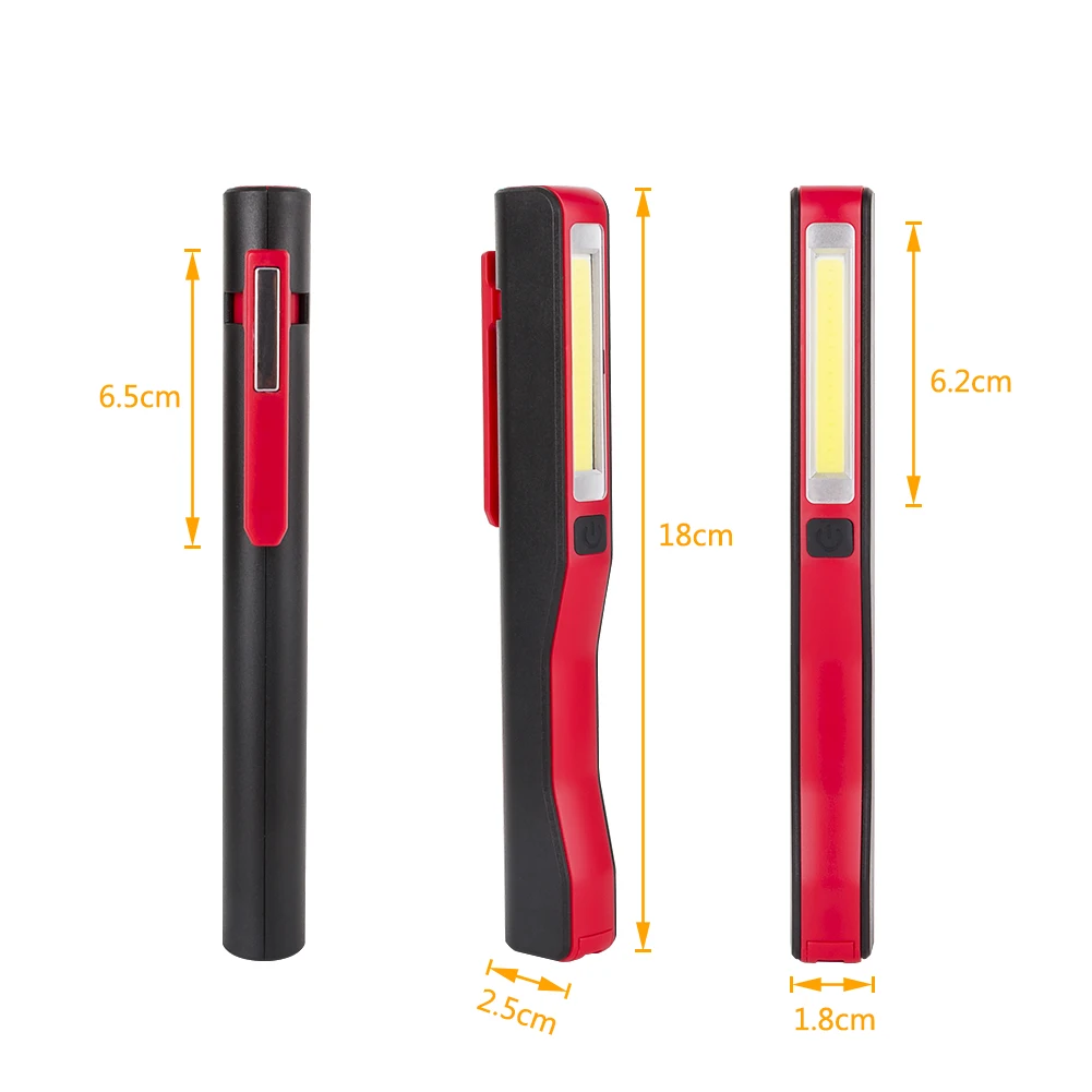 미니 USB 충전식 LED 손전등, COB LED 작업 램프, 캠핑 토치 검사 조명 램프, 자석 핸드 토치, 내장 배터리