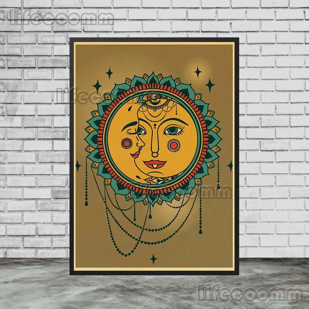 Celestial Bohemian Canvas Art: Sun, Moon, Stars & Planets Wall Decor
