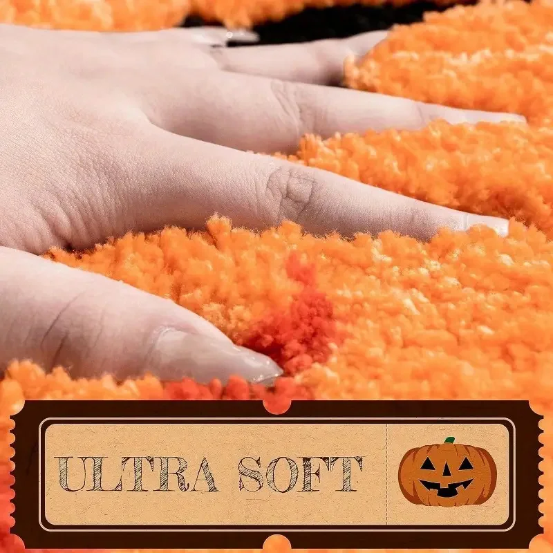 Halloween Pumpkin Bath Mat-Non-Slip, Washable & Absorbent Rug For Shower, Tub, And Home Decor-Cute Orange Fall Accent