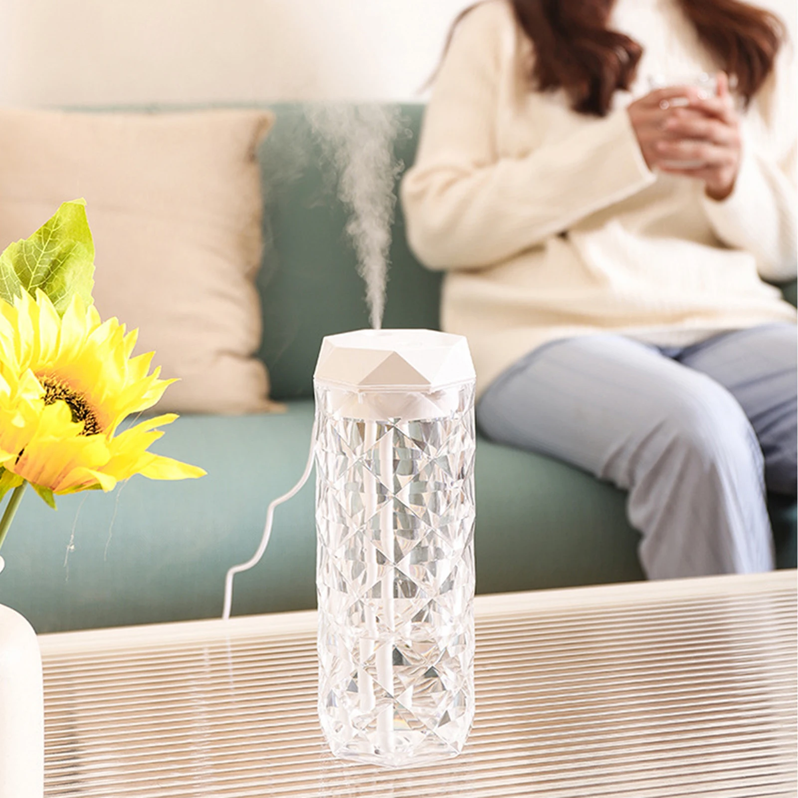 Lampe de Table en Diamant avec Humidificateur d'Air