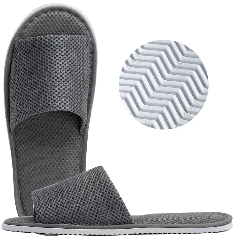 5Pairs/Lot Men Women Disposable Slippers Hotel Open Toe Mesh Slides Non-slip Travel Indoor Spa Guest Slipper Light Portabl