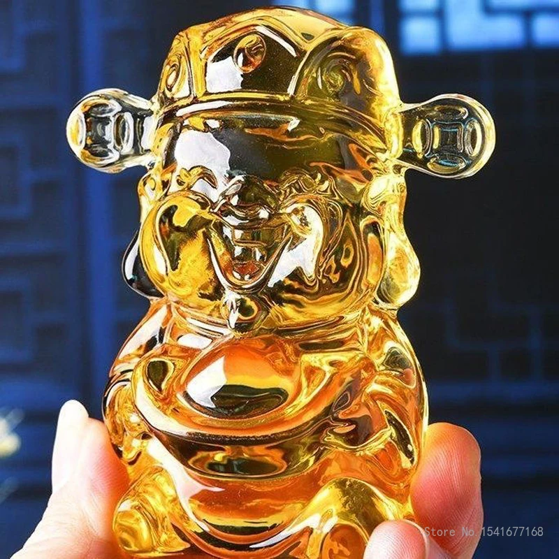 Zhaocai-Artificial Yellow Crystal God of Wealth Sculpture Creative Decoration Home Living Room Office, Buddhist Hall Decor, Gift