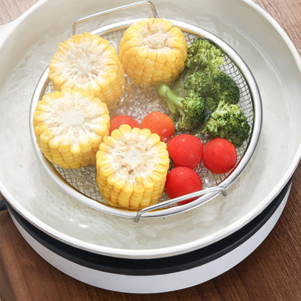 Stainless Steel Oil Filter Food Pan Large Colander French Fries Skimmer With Handle