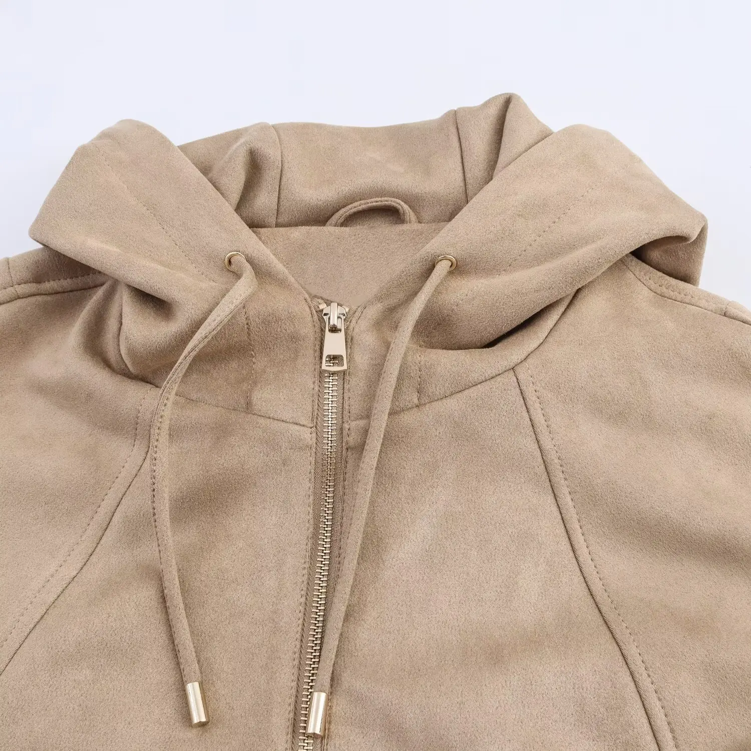 Women's Casual Pilot Hoodie Jacket Coat Female Suede Surface Autumn Winter Zipper Coat Full Sleeves Loose Streetwear Fashion Top