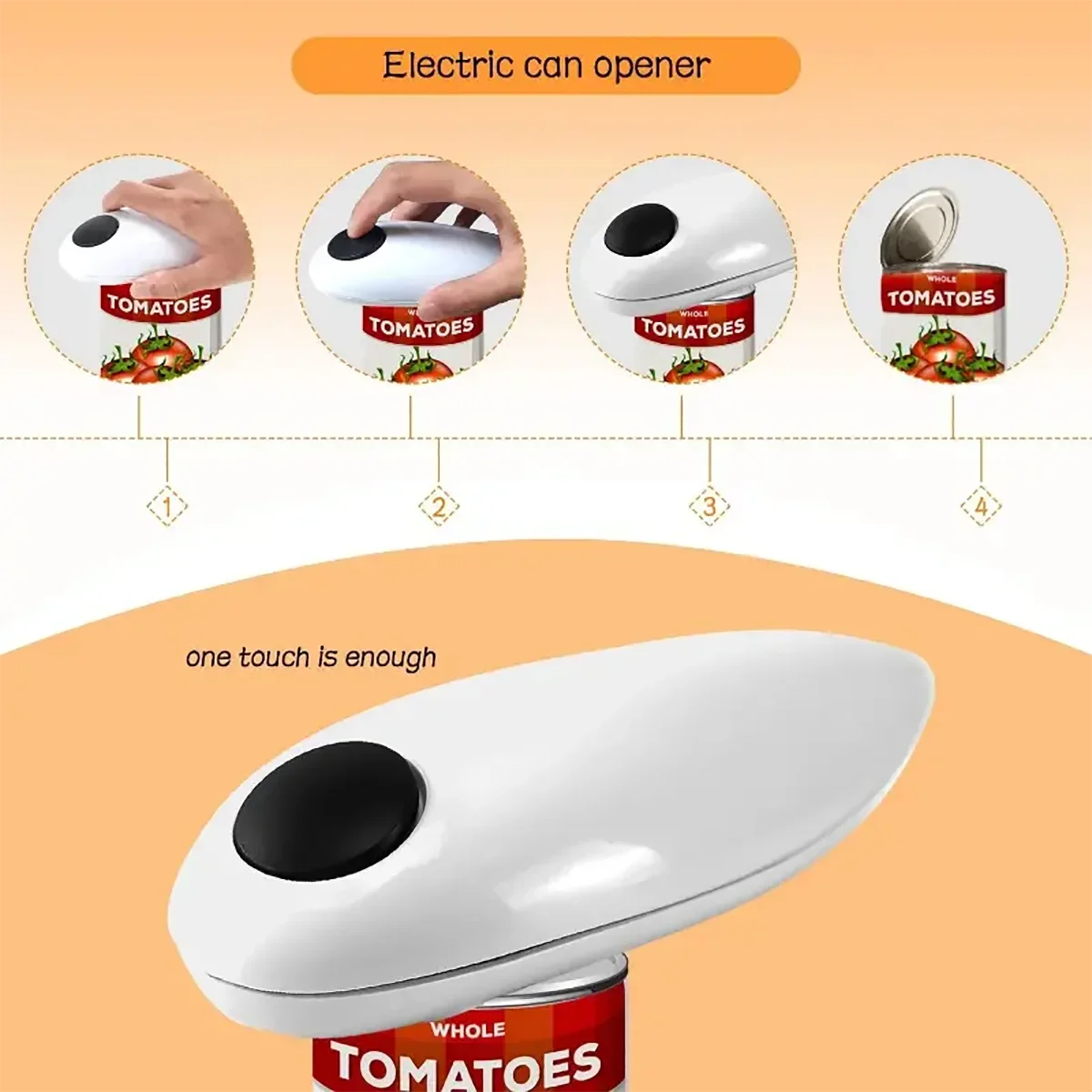 Electric can opener easy and easy to open cans and bottles complimentary 8-character bottle opener (No provided 2 AA batteries)