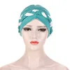 Women's Velvet Braid Headband Hat Color Blocking Muslim Headband Fashion Home Beauty Salon Hood Chemotherapy Hair Loss Hat 4