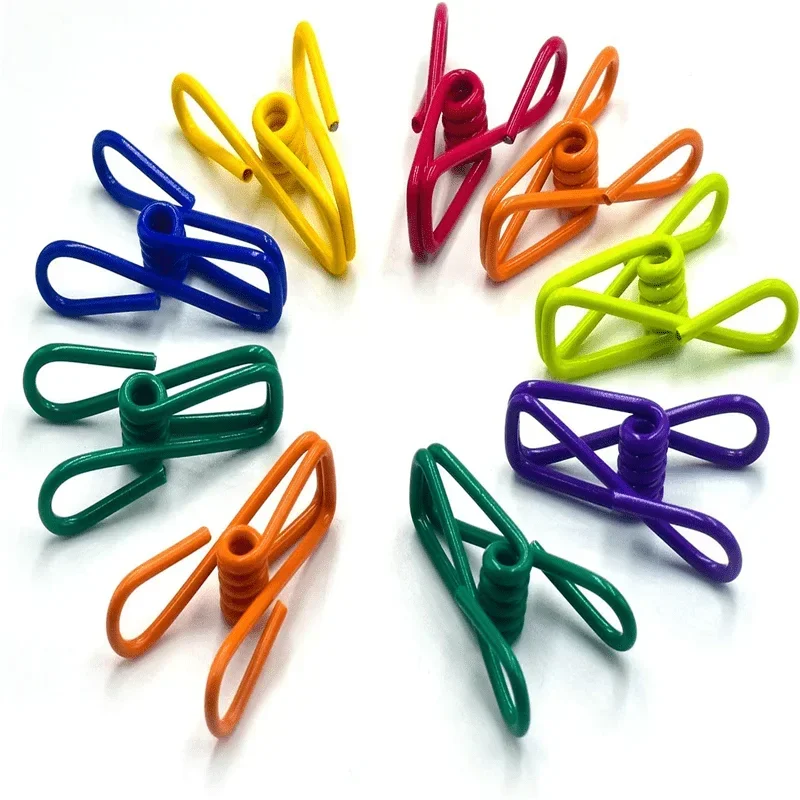 10-100Pcs Chip Clips Utility PVC-Coated Steel Clip High Elasticity Metal Clips Clothes Clamp for Food Package Clips 3