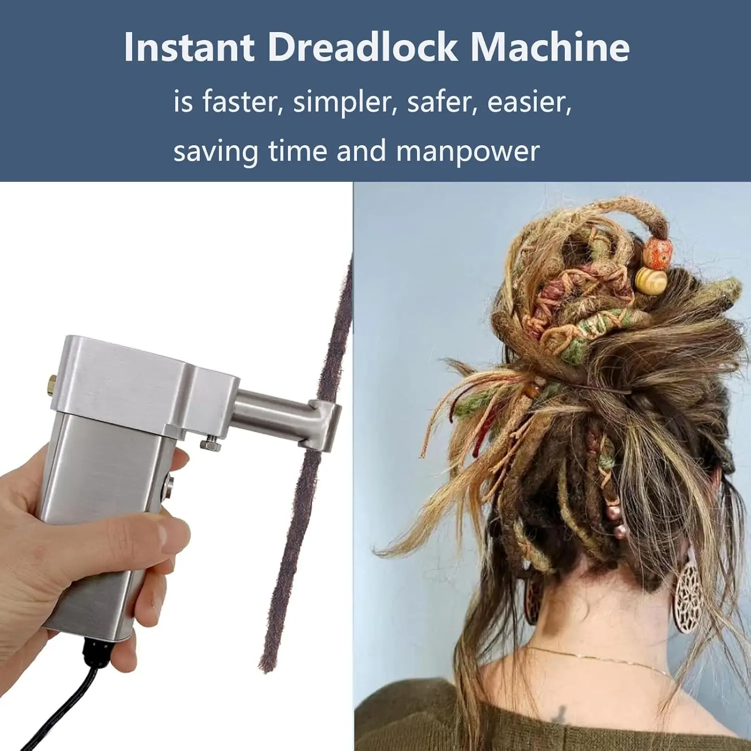 Portable Dreadlocks Machine,Automatic Instant Dreadlock Machine for Locs,Dreadlock Maker for Long Human Hair and Synthetic Hair 3