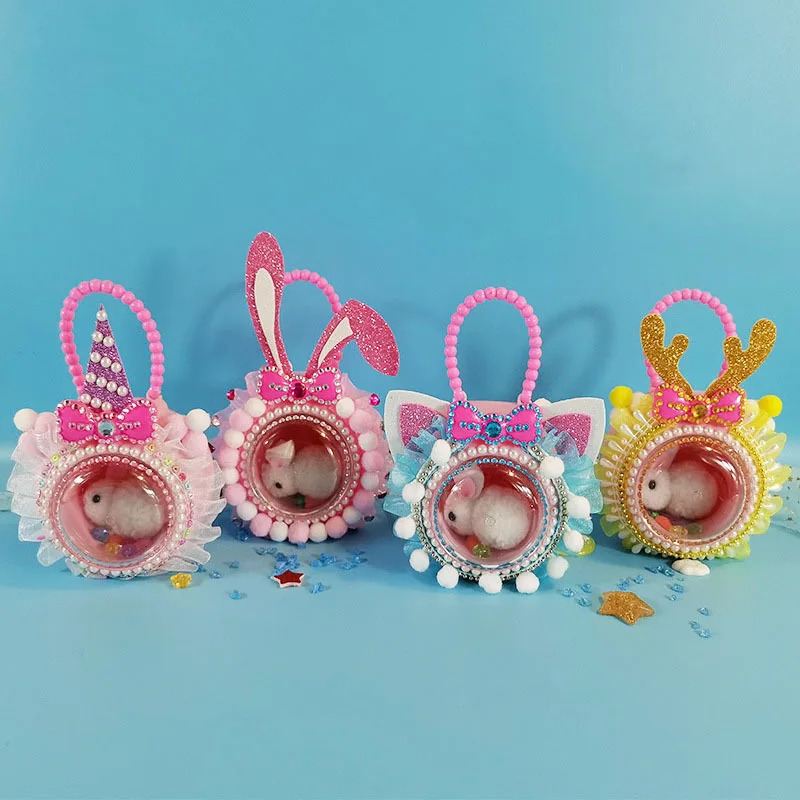 

Children DIY Handmade Cute Rabbit Deer Unicorn Persian Cat Space Capsule Cartoon Doll Girl Handbag Educational Toys Ornament