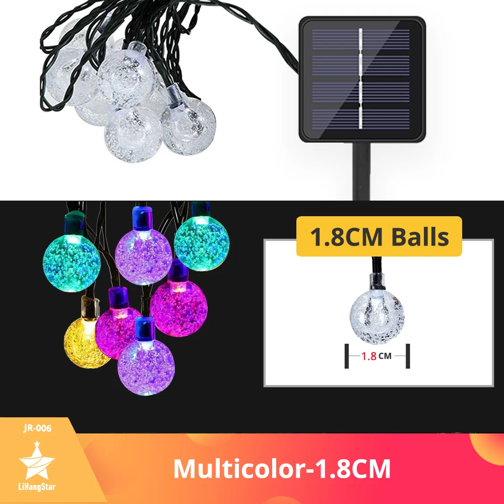 solar lighting system Solar String Lights Outdoor LED Crystal Ball Lights 8 Patterns Waterproof String Lights Fairy Lights Garden Christmas Decoration solar garden lights decorative Solar Lamps