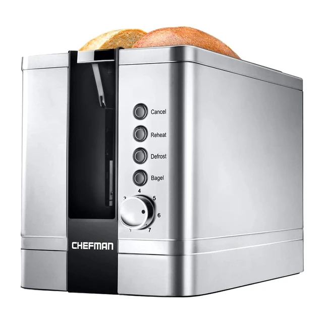 2 Slice Stainless Steel Toaster with Extra-Wide Slot, LED Display 7  Browning Settings, 850 W, Silver 