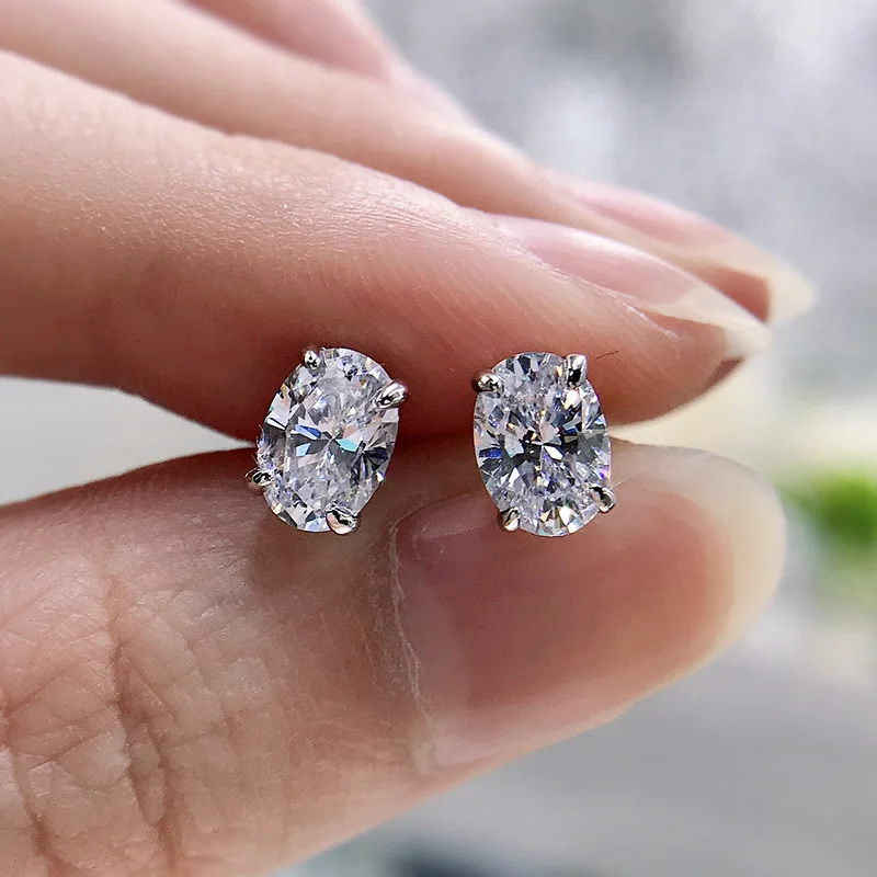 Cubic Zirconia Earrings CAOSHI Simple Oval-shaped for Female Jewelry